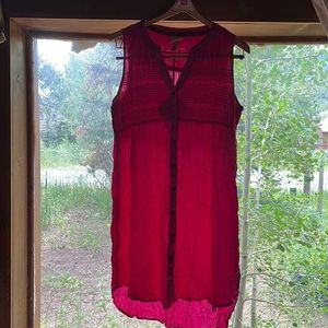Hot Pink Sleeveless button up dress